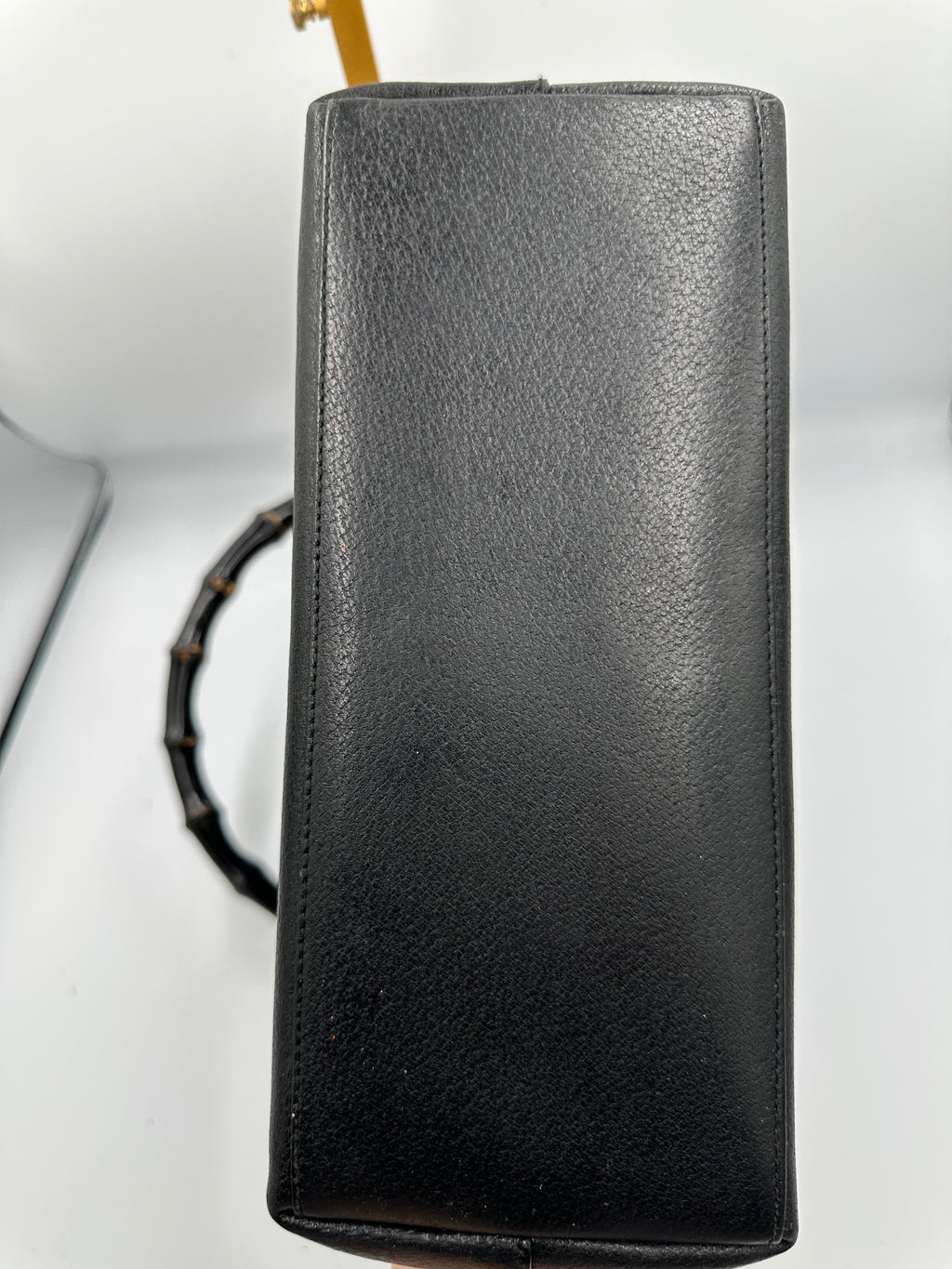 Vintage Gucci Bamboo leather black top handle shoulder bag
