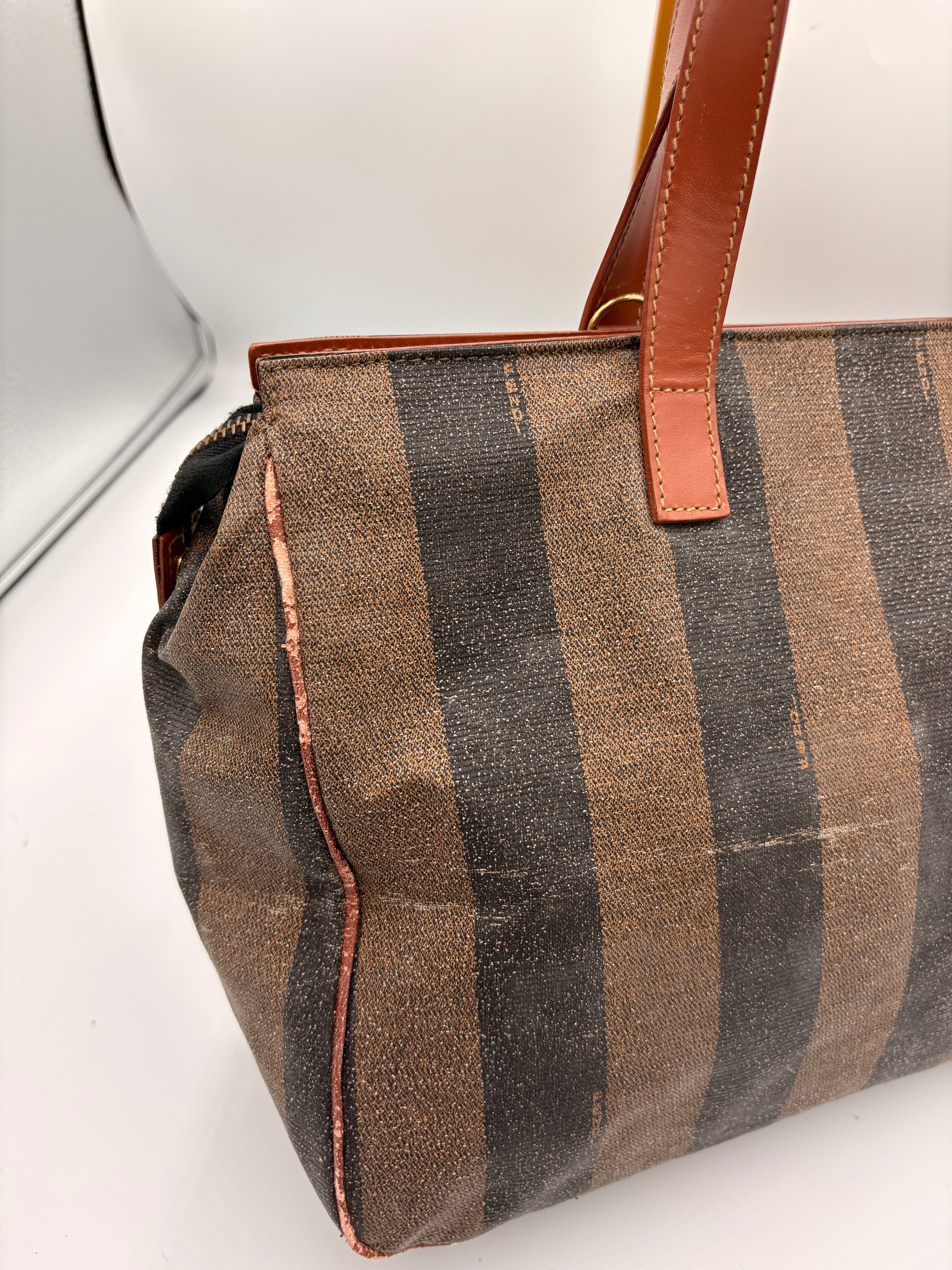 Vintage 1990 Fendi by Karl Lagerfeld Pequin stripe shoulder bag
