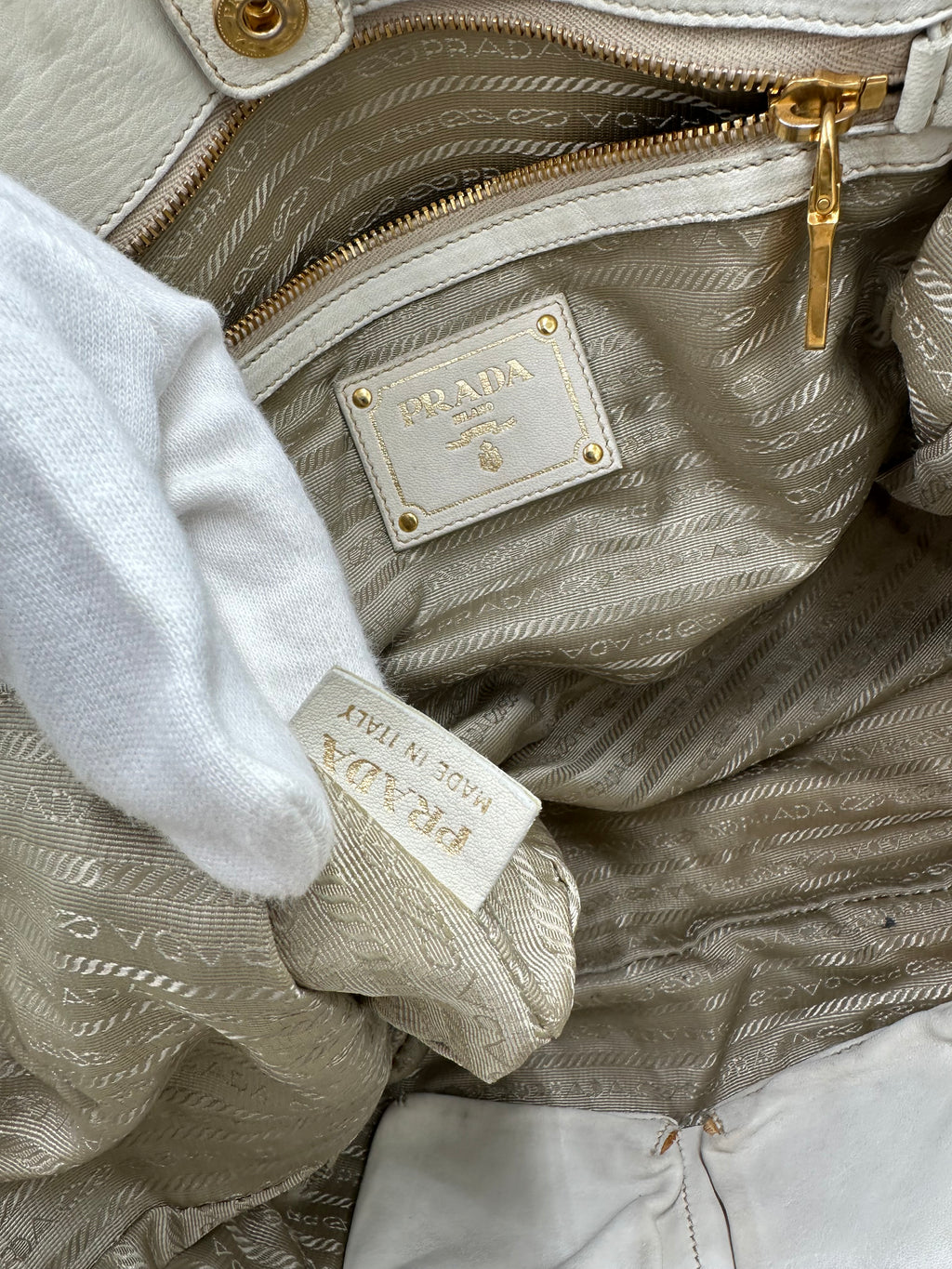 Rare Prada Gaufre gathered leather bag