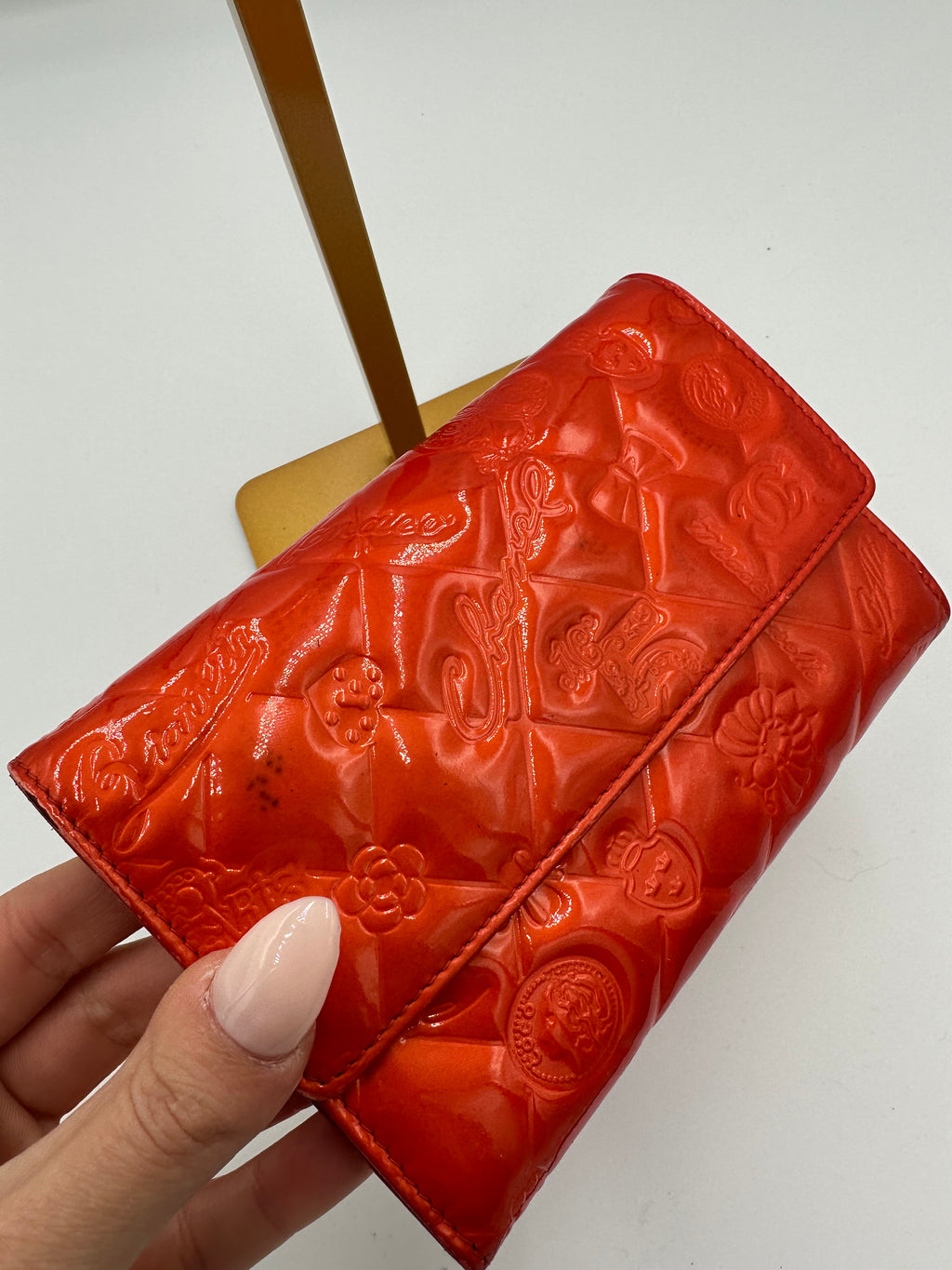 Chanel Icon Matlasse mademoiselle red patent wallet