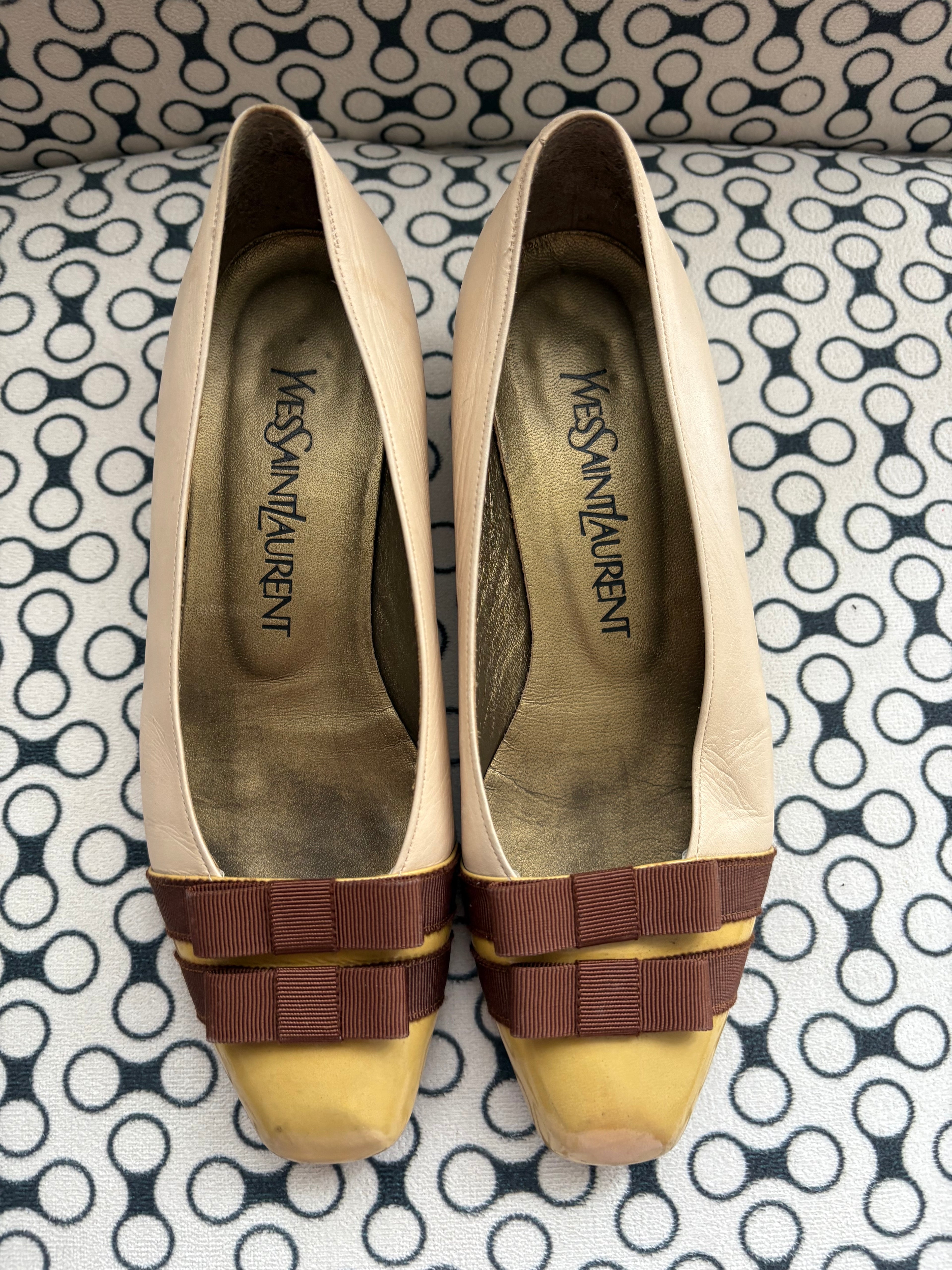 YSL 90s vintage bow ballet flats