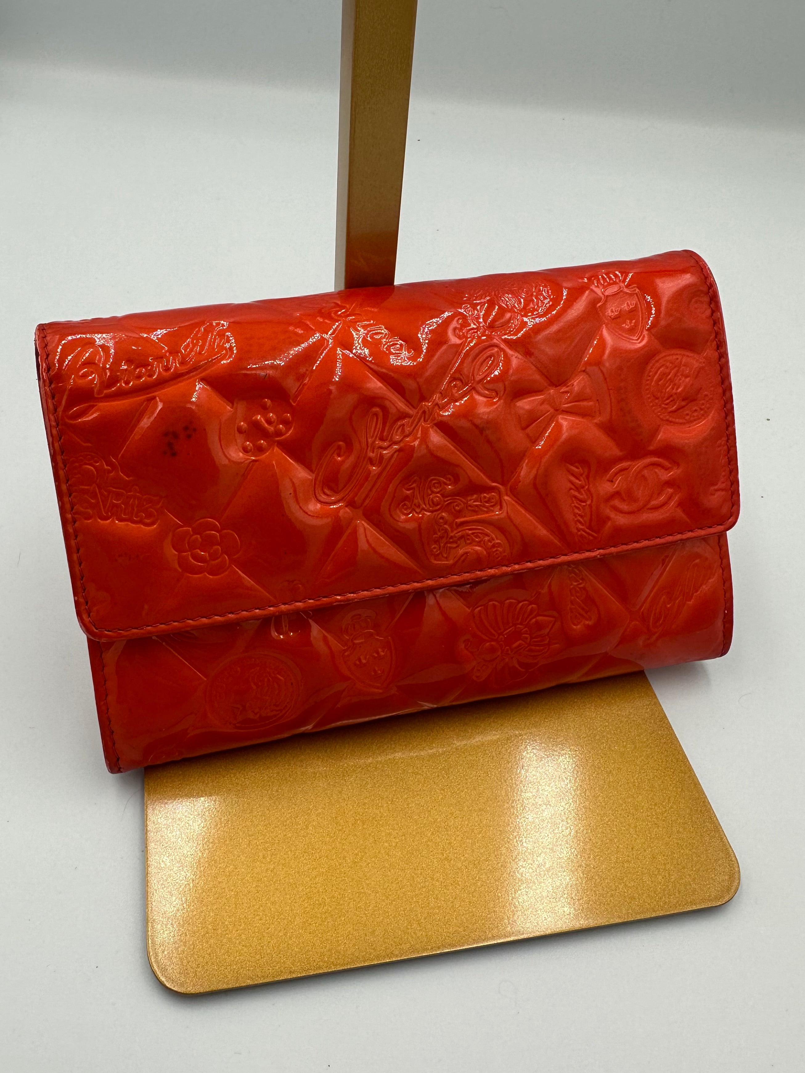 Chanel Icon Matlasse mademoiselle red patent wallet