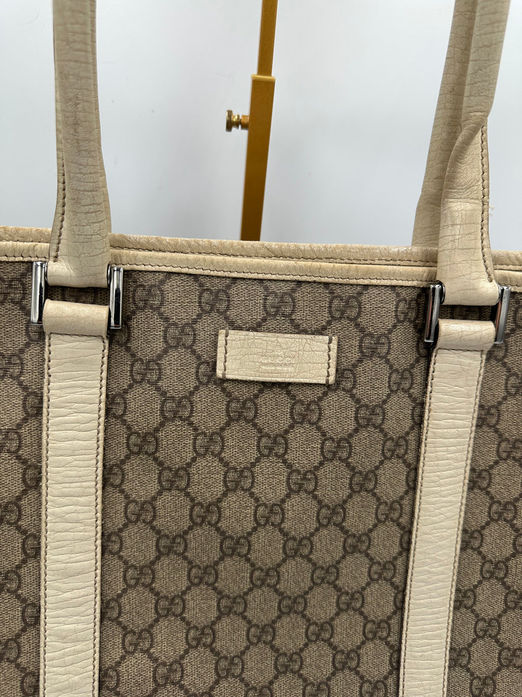 Vintage Gucci GG Supreme Joy Tote Bag in leather