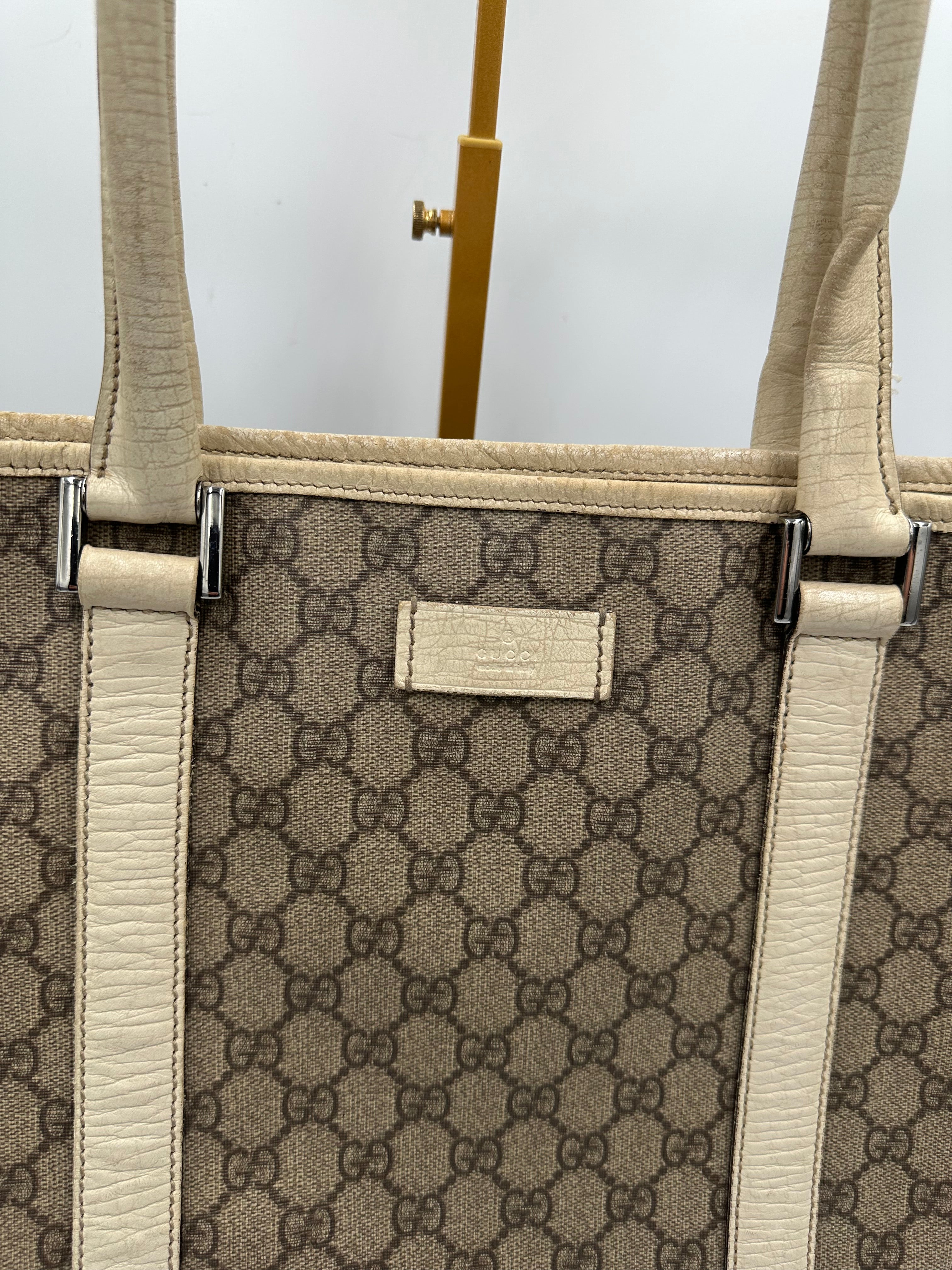Vintage Gucci GG Supreme Joy Tote Bag in leather