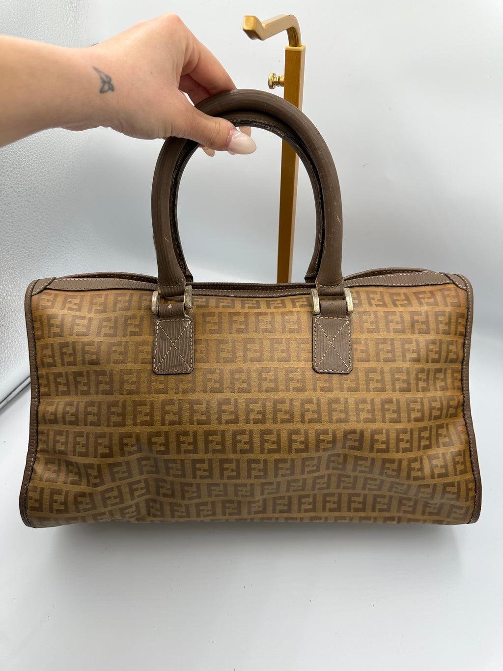 Fendi Zucchino boston monogram bag