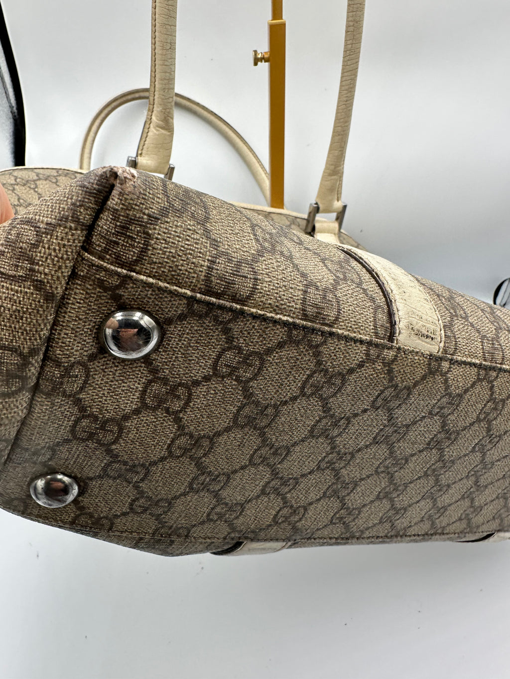 Vintage Gucci GG Supreme Joy Tote Bag in leather