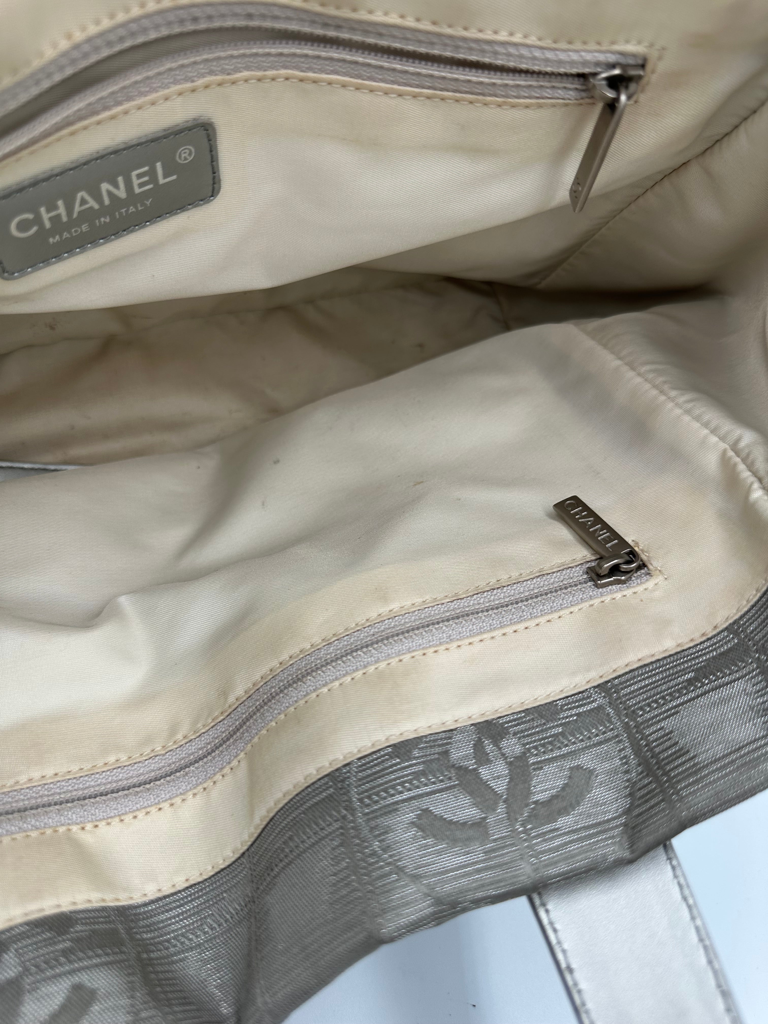 Vintage 2004 Chanel Travel Line silver shoulder bag