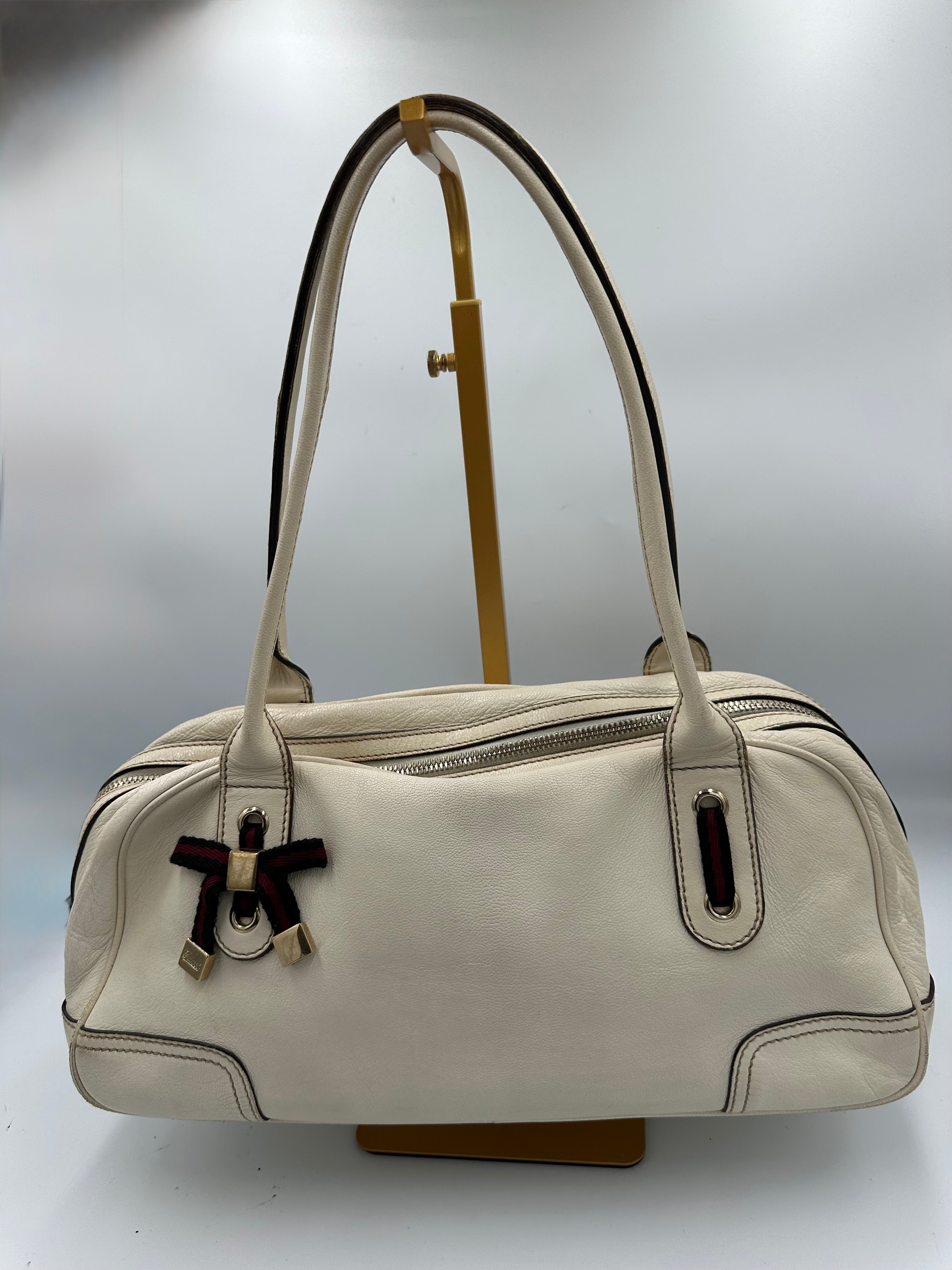 Gucci Princy Boston white leather shoulder bag