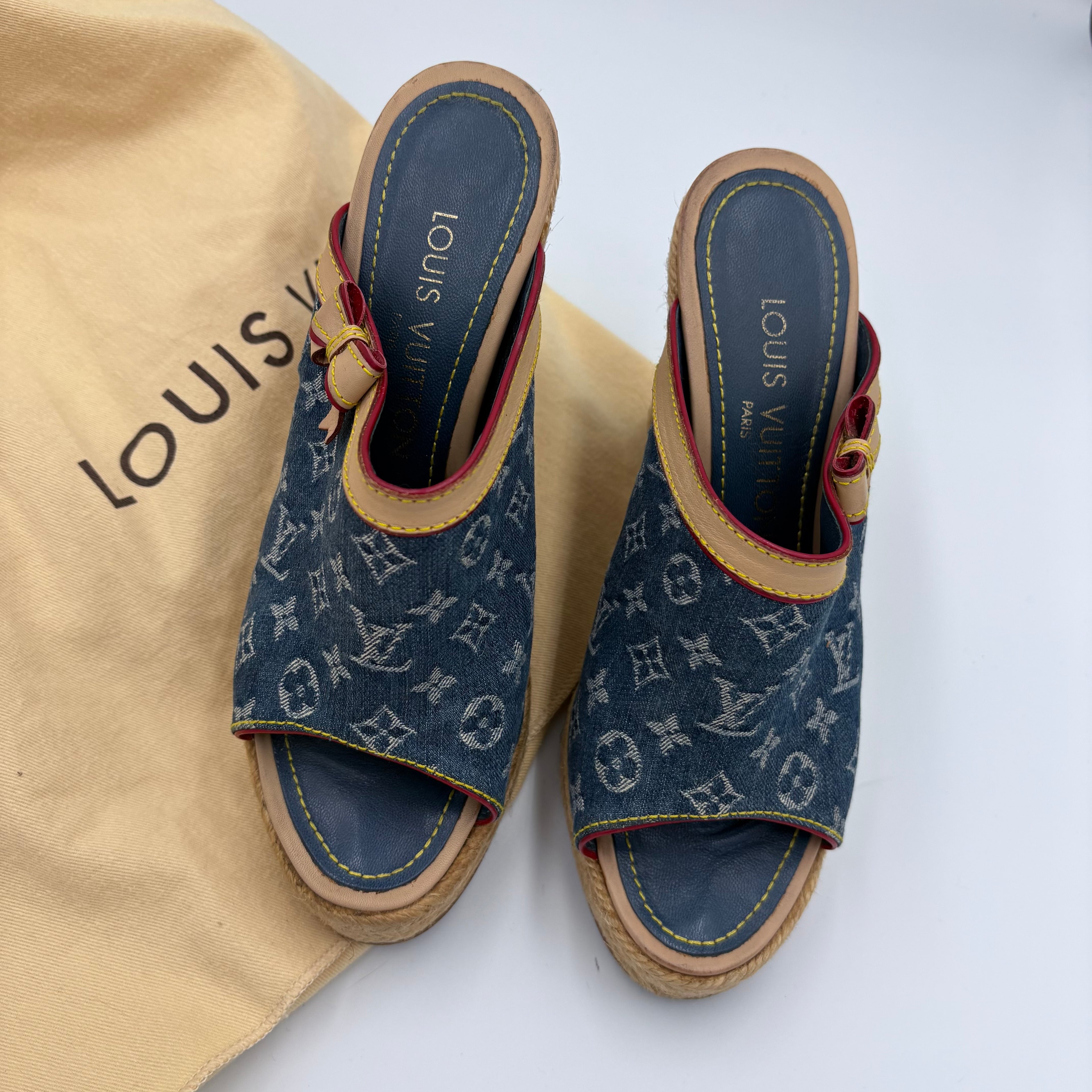Louis Vuitton denim wedges