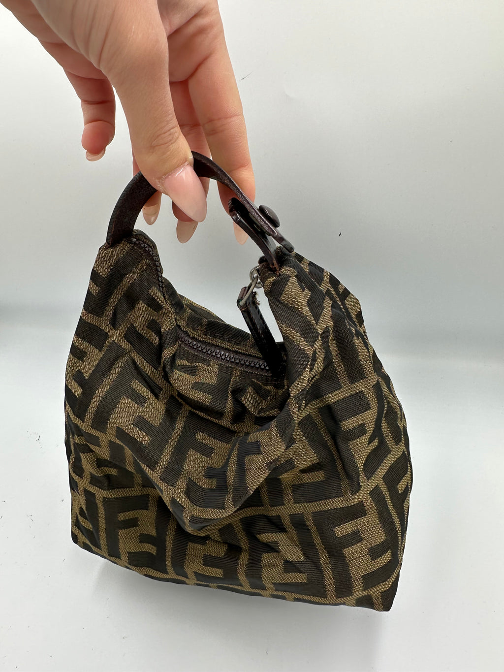 Fendi zucca hobo baguette mini handbag