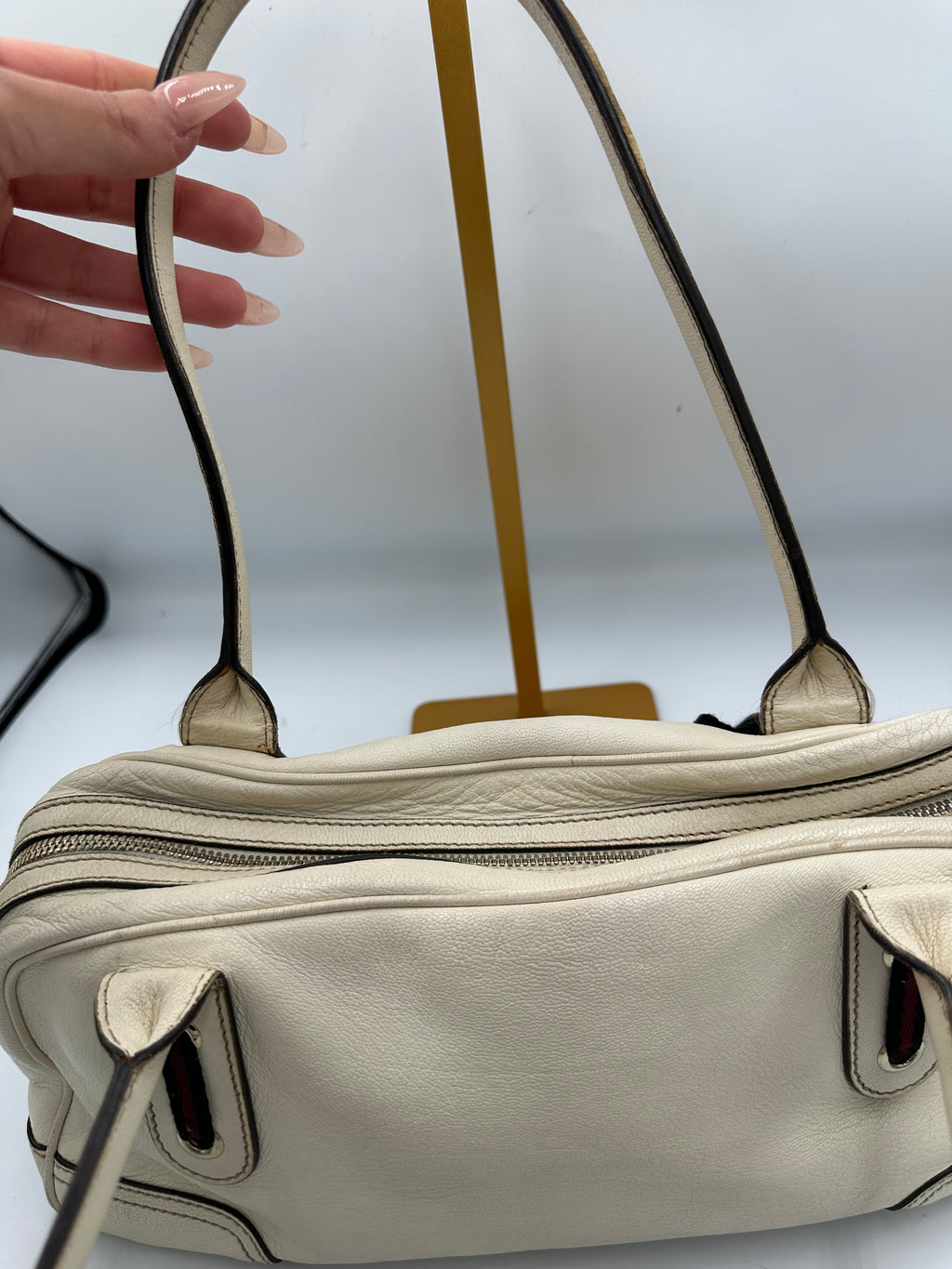 Gucci Princy Boston white leather shoulder bag