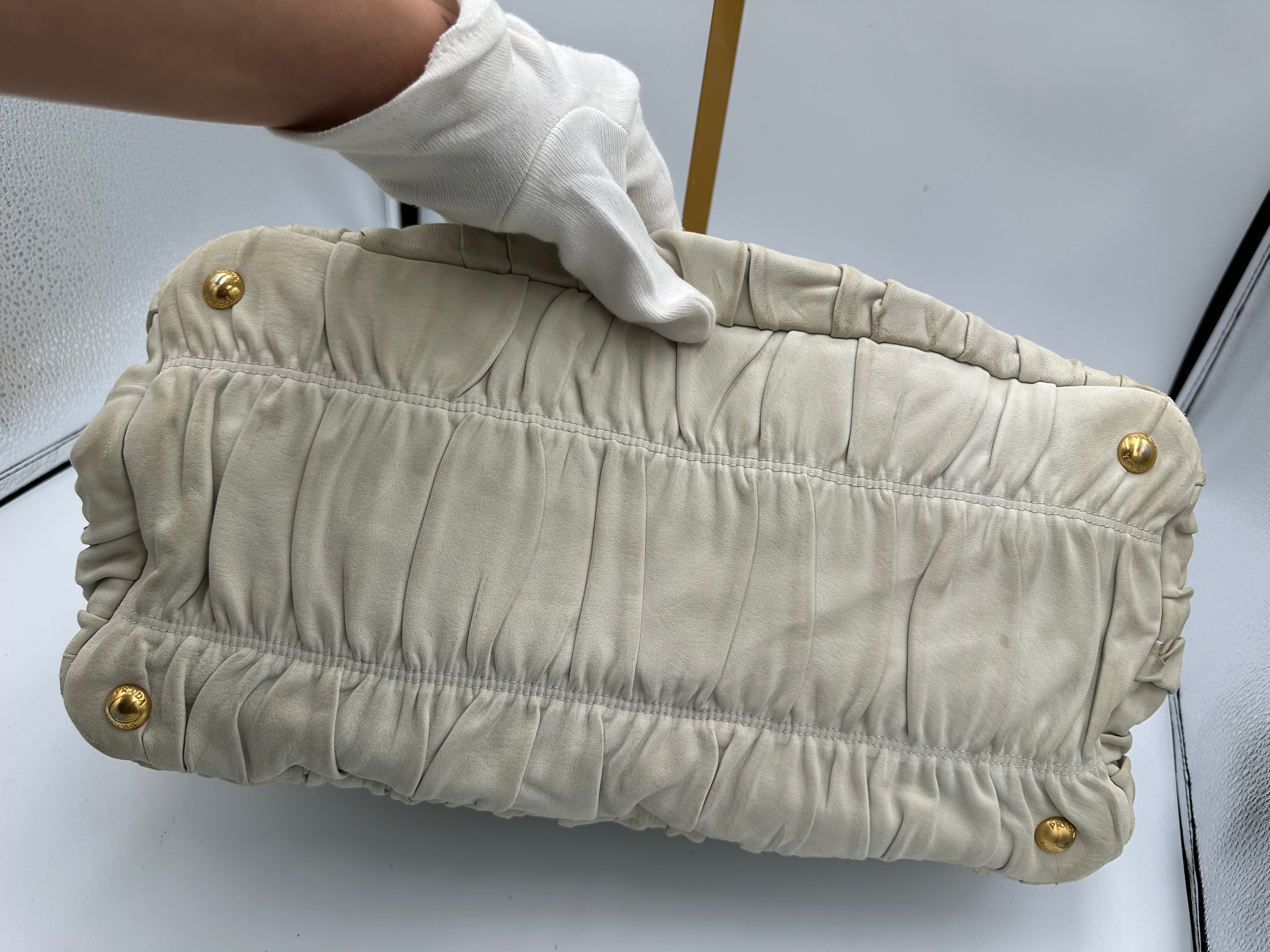 Rare Prada Gaufre gathered leather bag