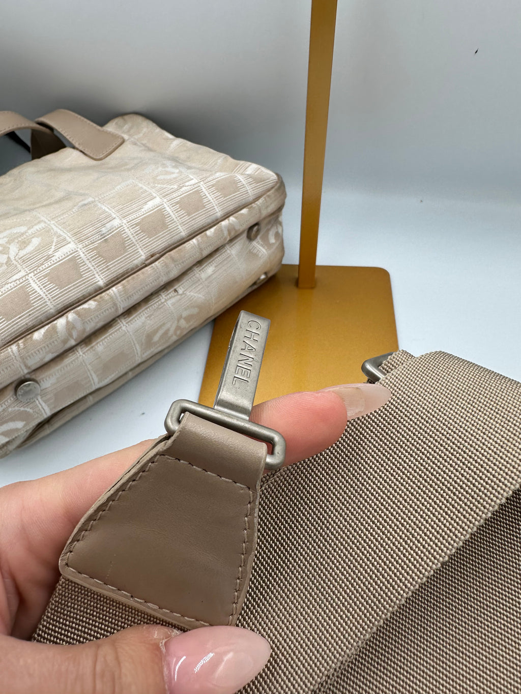 Chanel 2004 Travel Line beige handbag