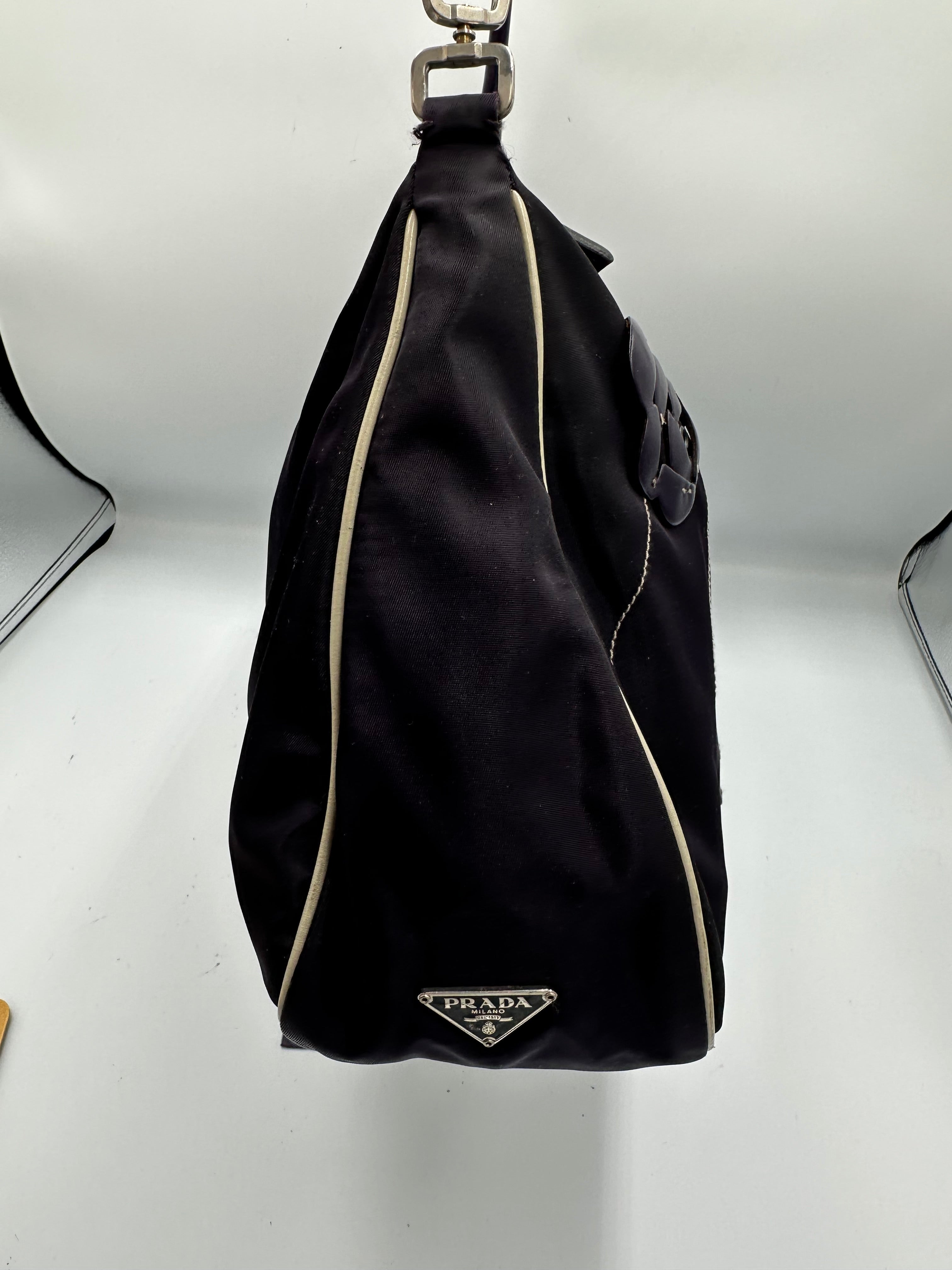 2001 Prada Galleria Nylon Flower Shoulder Bag