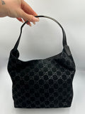 Tom Ford Gucci black suede silver top handle hobo shoulder bag